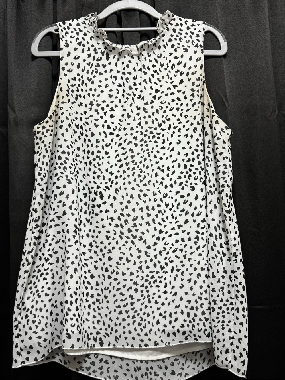 Unlisted Black & White Sleeveless Ruffle Neck Blouse